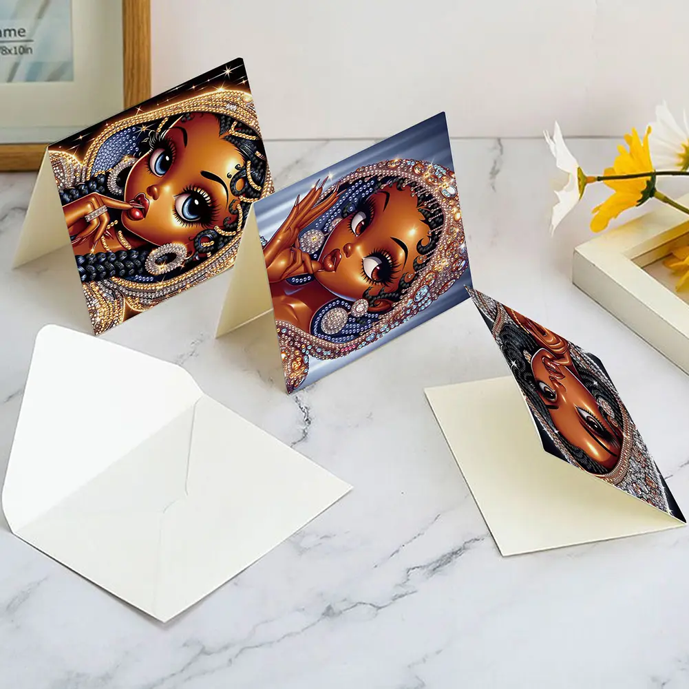 6Pcs Chicken Coop DIY Diamond Painting Card Rhinestone Painting Card Kit Diamond Painting Greeting Card for Holiday Party Favors