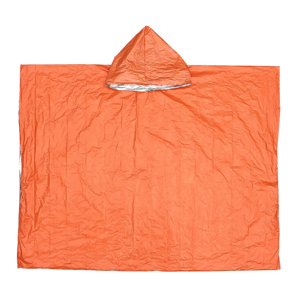 Emergency Raincoat Waterproof Survival Space Blanket Reflective Camping Raincoat PE Aluminum Film Outdoor Camping Survival Gear