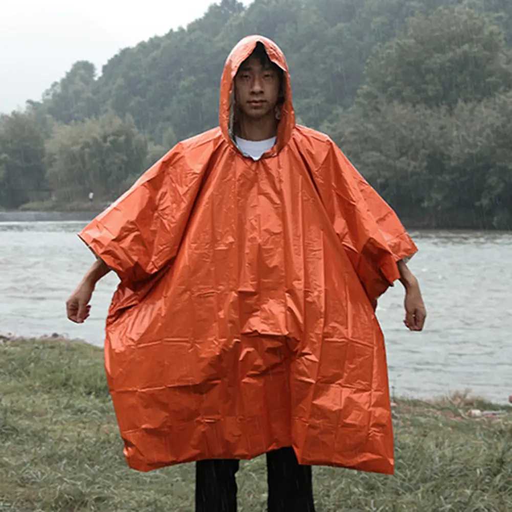 Emergency Raincoat Waterproof Survival Space Blanket Reflective Camping Raincoat PE Aluminum Film Outdoor Camping Survival Gear