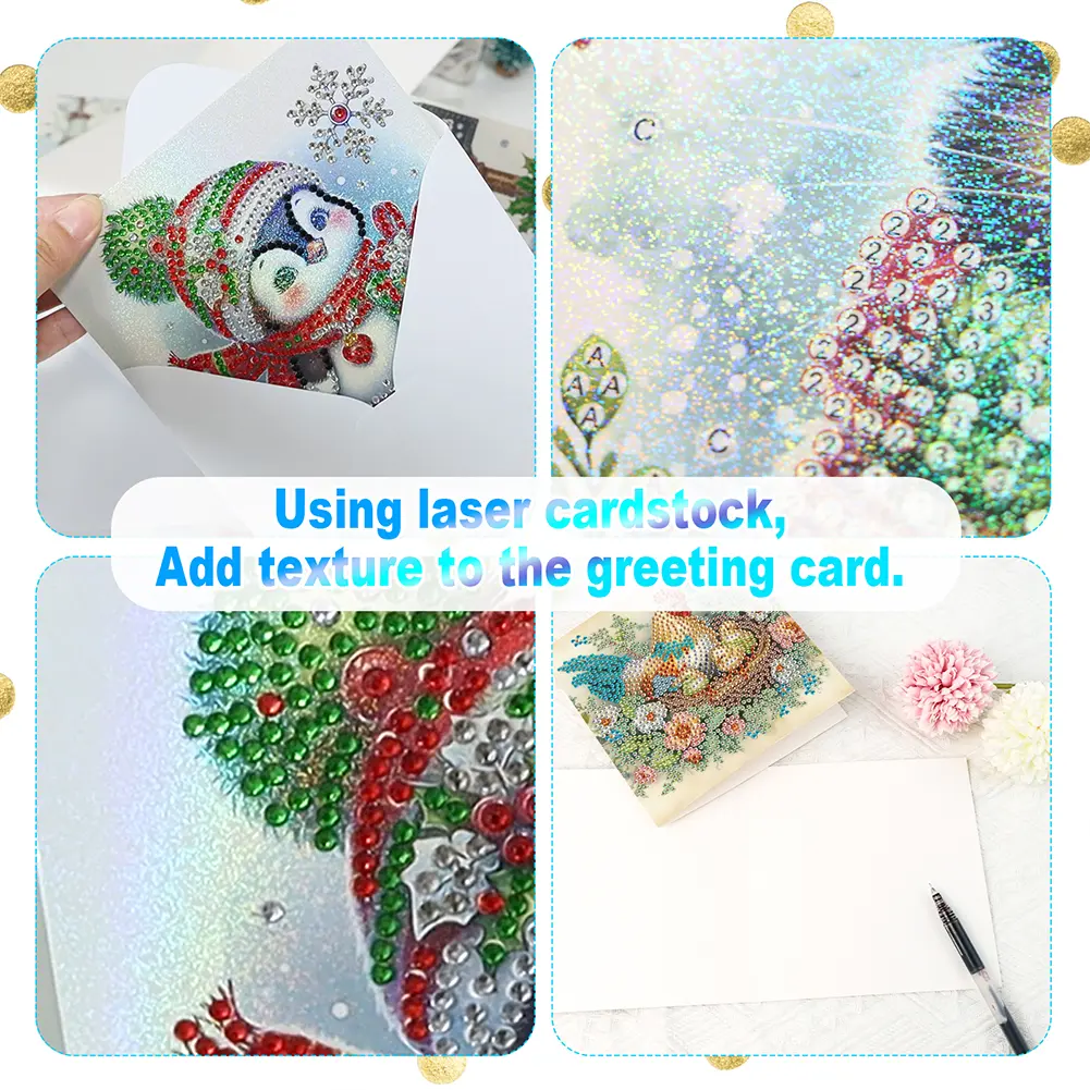 6Pcs Chicken Coop DIY Diamond Painting Card Rhinestone Painting Card Kit Diamond Painting Greeting Card for Holiday Party Favors