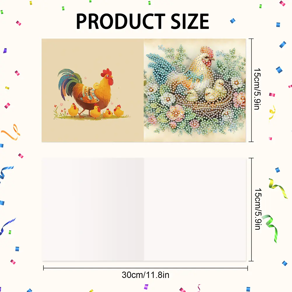 6Pcs Chicken Coop DIY Diamond Painting Card Rhinestone Painting Card Kit Diamond Painting Greeting Card for Holiday Party Favors