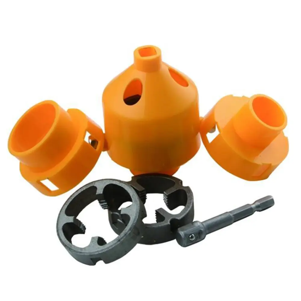 PVC Pipe Threader Kit 1/2In 3/4 1 Inch Dies Pipe Threader Pipe Round Die Plumbing PVC Thread Tool Water Pipe Plate Teeth
