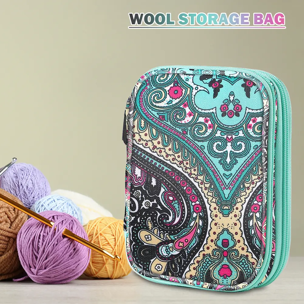 Crochet Yarn Organizer Bag Large-capacity Knitting Needles Organizer Handbag Waterproof Lightweight for Sewing Crochet Hooks