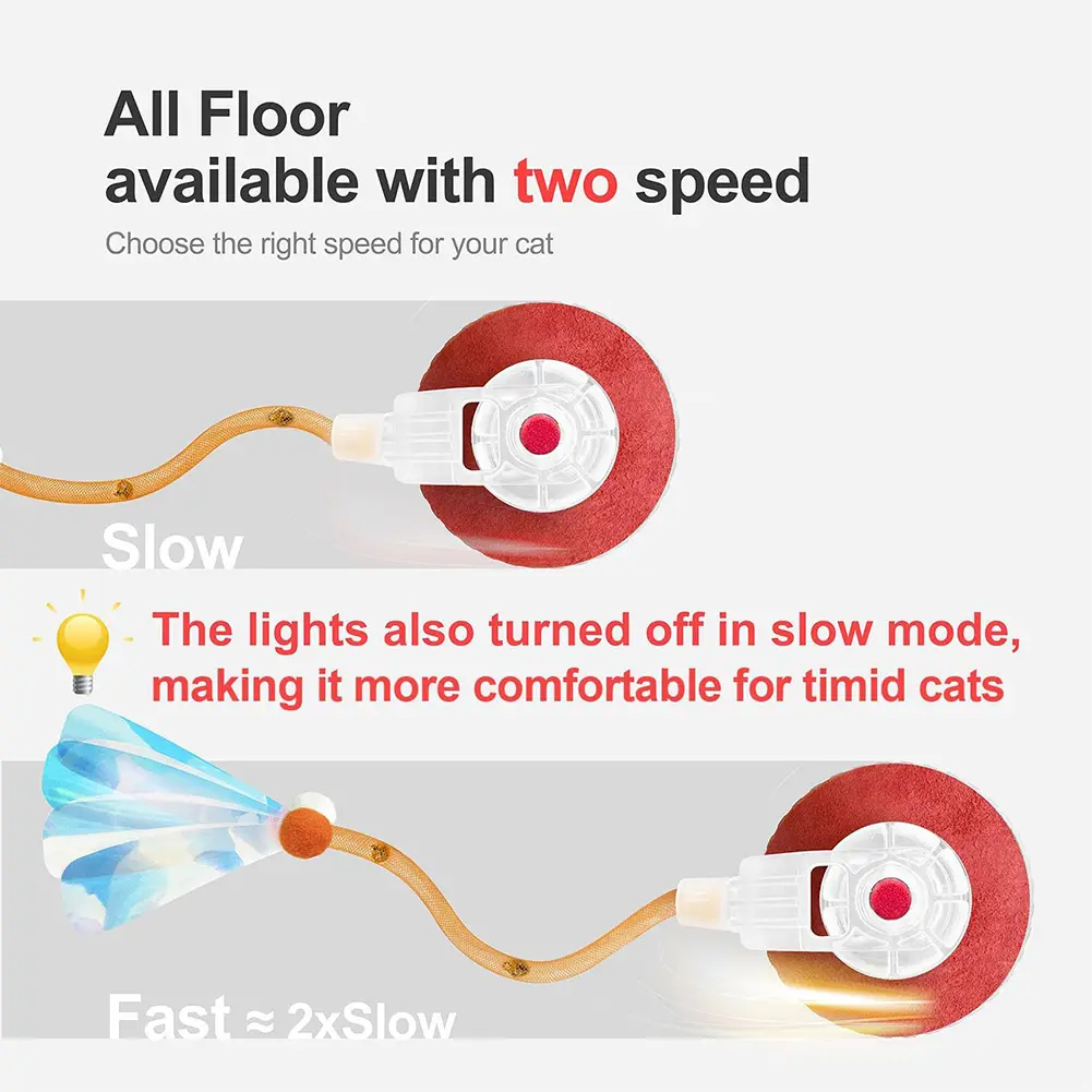 Interactive Cat Toy Ball Motion Activated Automatic Pet Exercise Toy Rechargeable with Elastic Mesh Tail for Indoor Cats