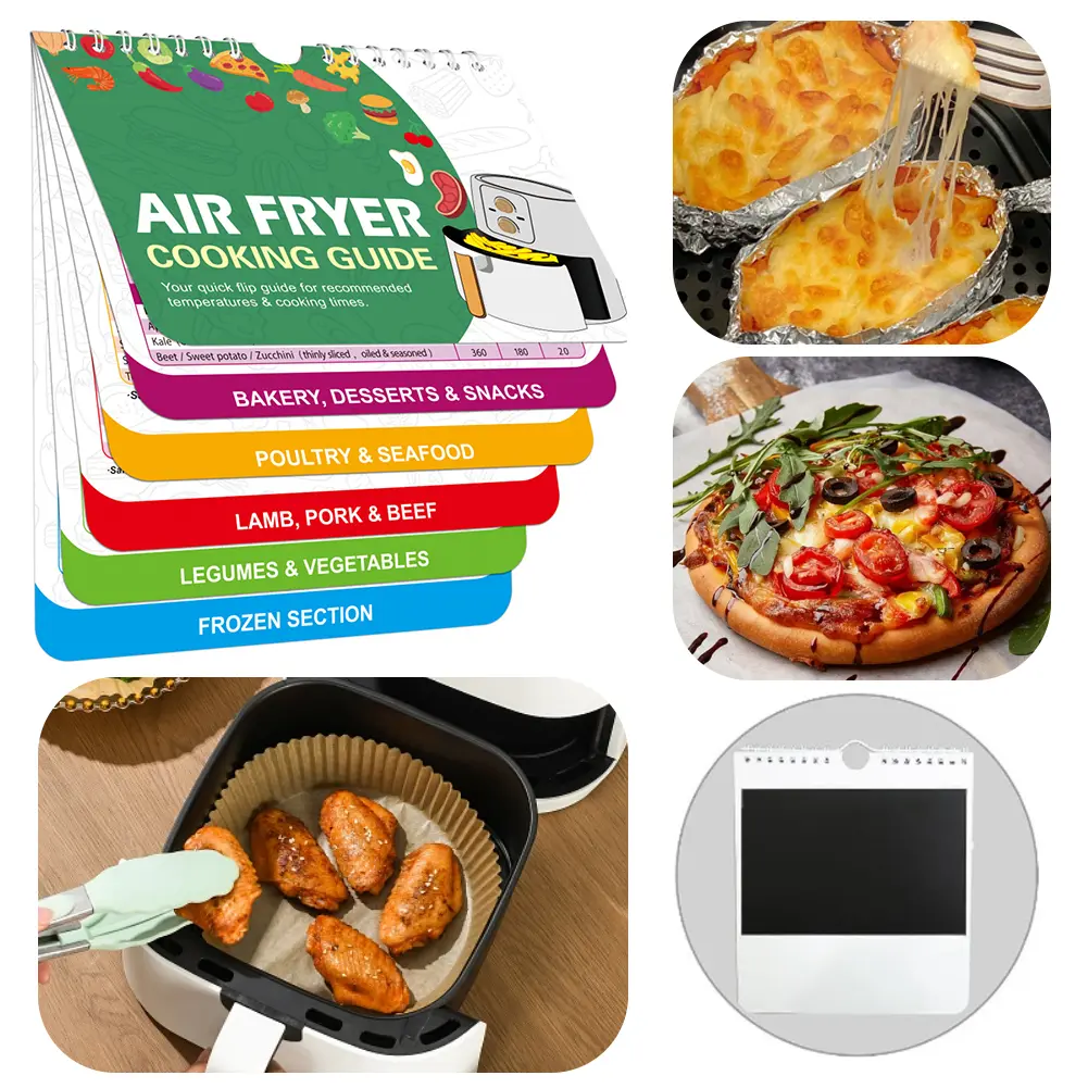Air Fryer Magnetic Cheat Sheet Quick and Easy Cooking Time Temp Chart for Beginners and Advanced Users