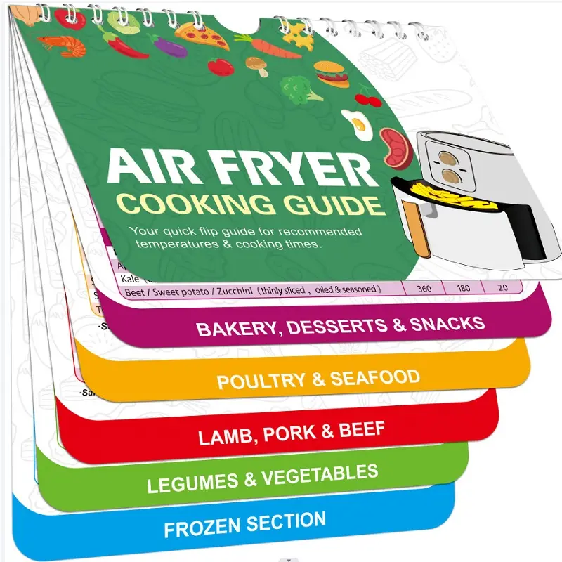 Air Fryer Magnetic Cheat Sheet Quick and Easy Cooking Time Temp Chart for Beginners and Advanced Users