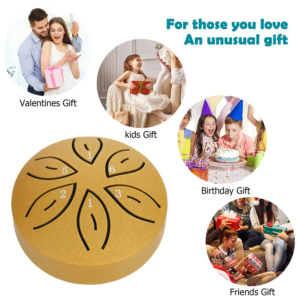 3 Inches 6 Notes Rain Drum for Outside Steel Tongue Drum Rain Drum Instrument for Yoga Meditation Unique Gift