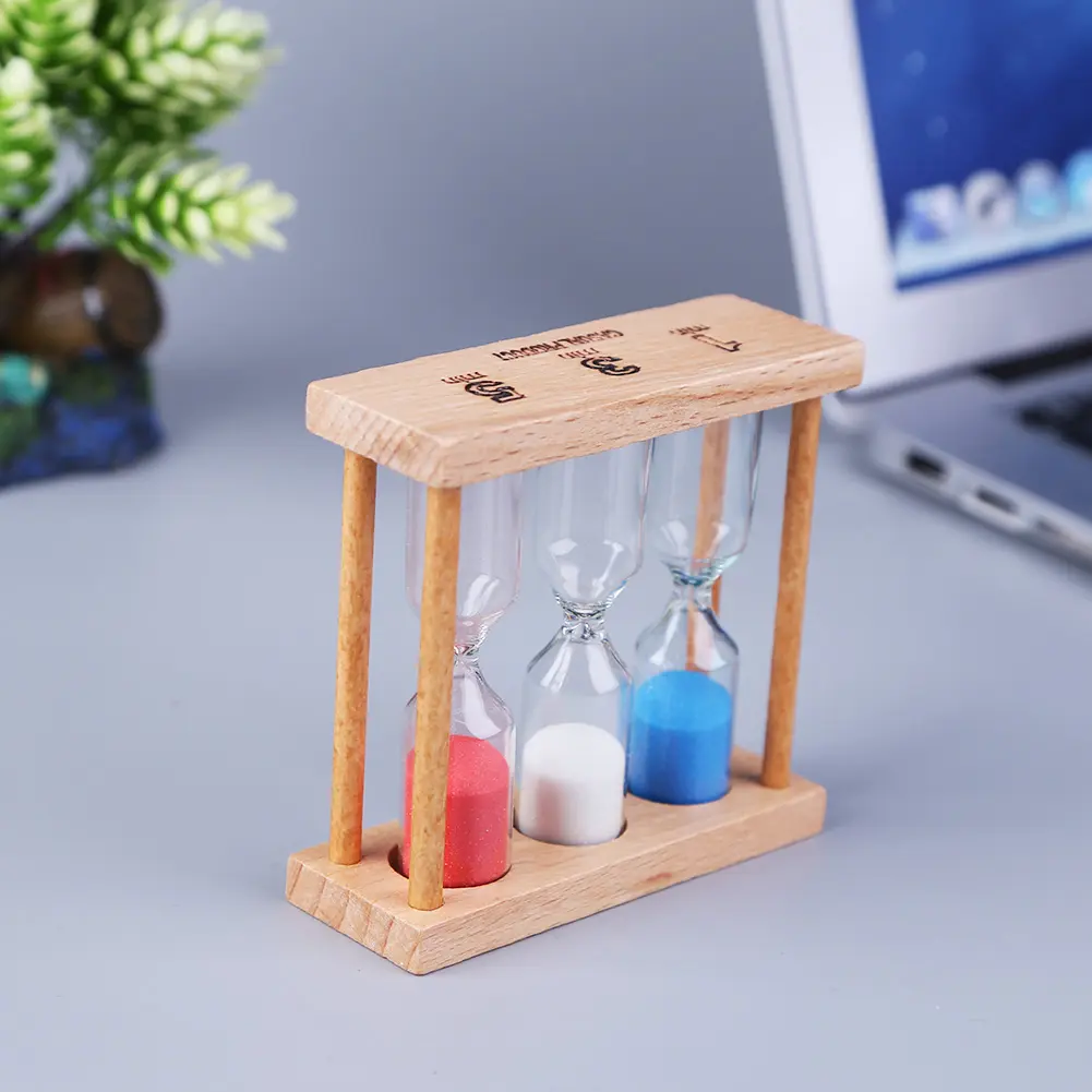 Wood Frame Hourglass Sandglass Home Table Decor Birthday Gift Random Color