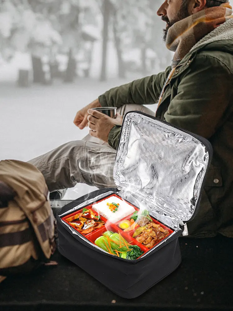 USB Camping Electric Lunch Box Oxford Fabric Thermal Bag Portable Keep Warm Lunch Bag Thermal Heater Pouch for Car Travel Picnic