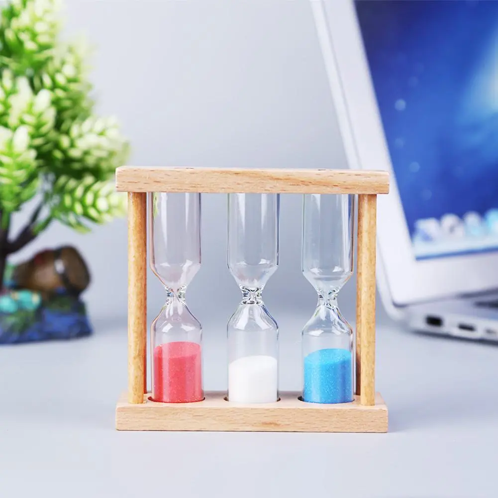 Wood Frame Hourglass Sandglass Home Table Decor Birthday Gift Random Color