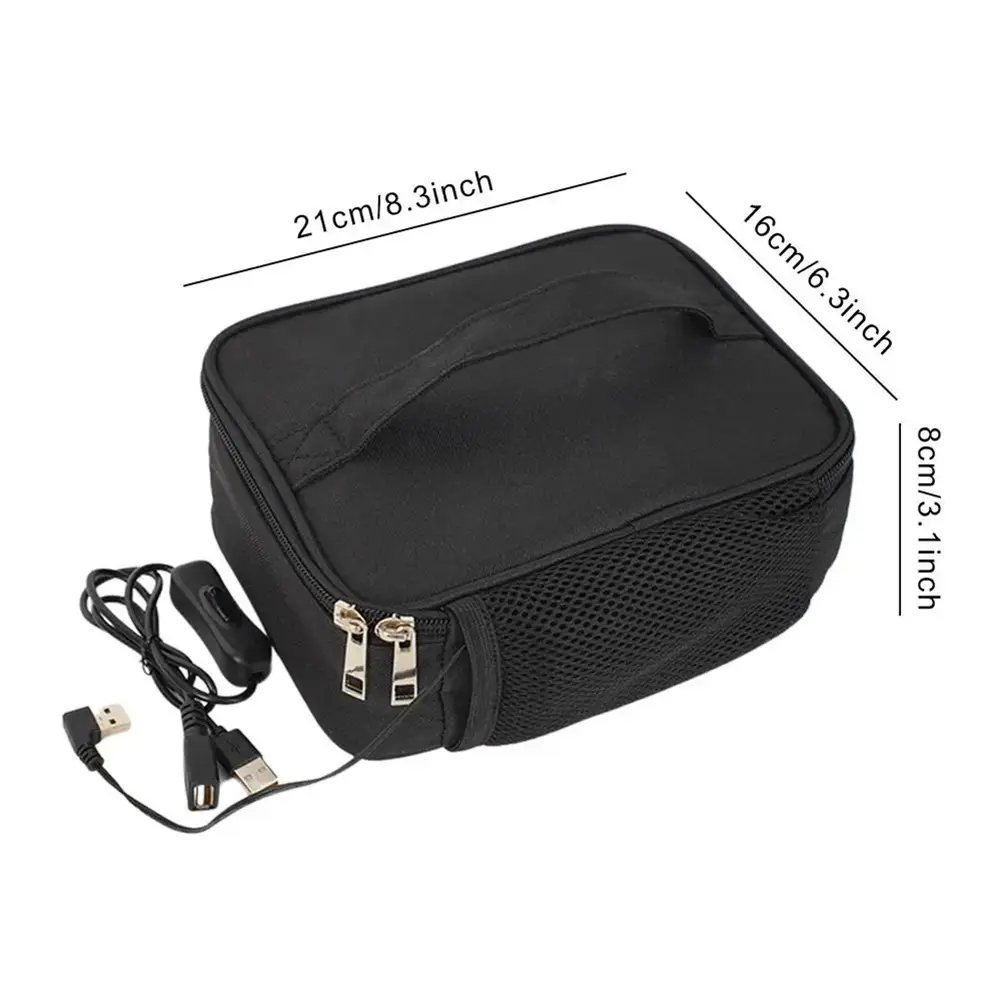 USB Camping Electric Lunch Box Oxford Fabric Thermal Bag Portable Keep Warm Lunch Bag Thermal Heater Pouch for Car Travel Picnic