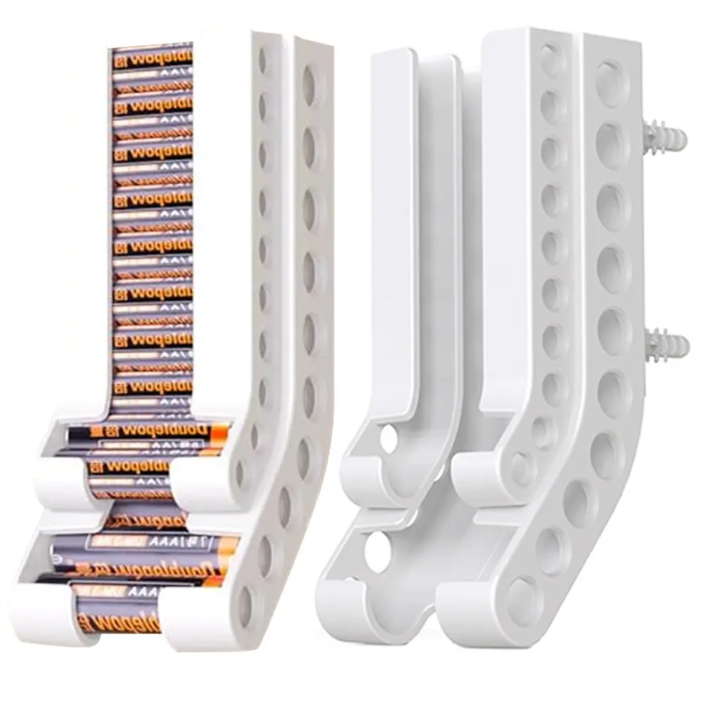 Battery Storage Organizer Wall Mount AA & AAA Combo Small Battery Keeper Battery Container for 10 AAA & 10 AA Batteries Storage