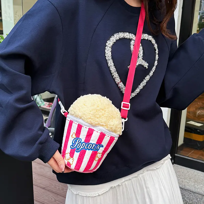 Women Cute Shoulder Bag Adjustable Strap Creative Crossbody Bag Small Popcorn Sling Bag Female Outdoor Bag