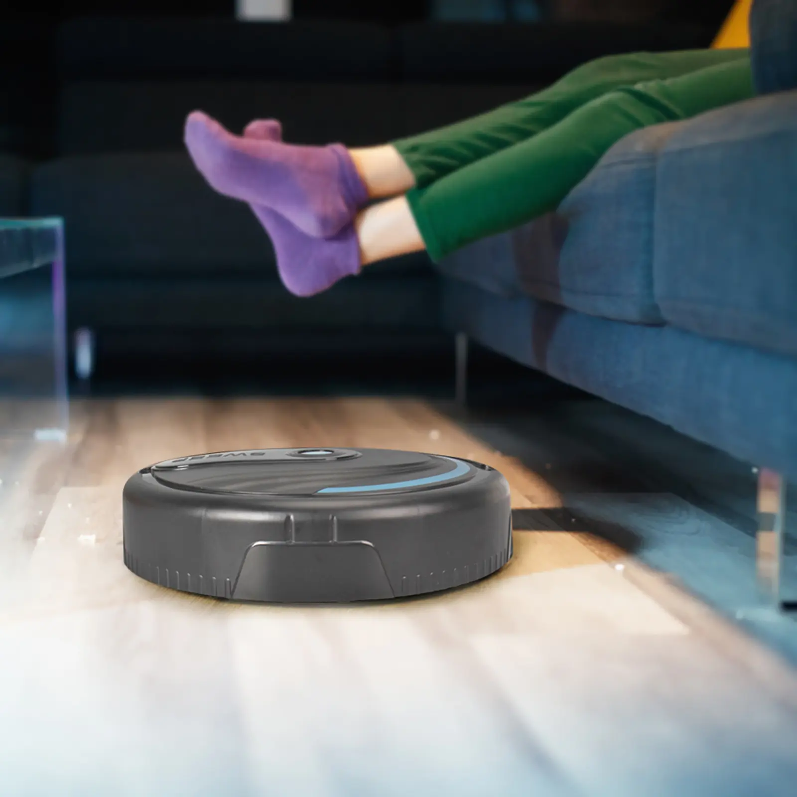 Robot Vacuum Cleaner Lightweight Portable Vacuum Cleaner Cordless Vacuum Cleaner for Low Carpet Pet Hair Hard Floors