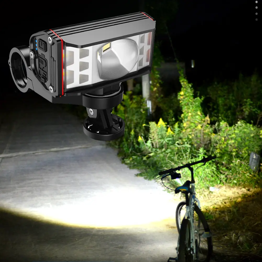 1800LM LED Bike Handlebar Flashlight USB Rechargeable Bicycle Light 5200/2600mAh Waterproof Outdoor Cycling Headlight Accessory