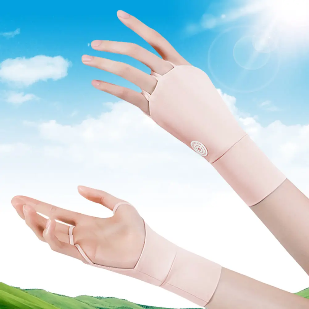 Women Sports Gloves Cool Breathable Sun UV Protector Golf Glove Ice Silk Hollow Palm Elastic for Outdoor Practice