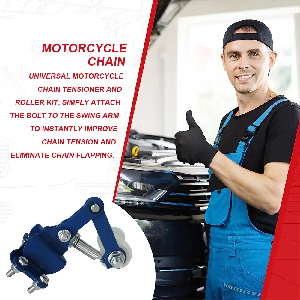 Universal Motorcycle Chain Adjuster with Guide Wheels Pulley Chain Tensioner Adjuster Roller Tools for 50cc-500cc ATV Motocross