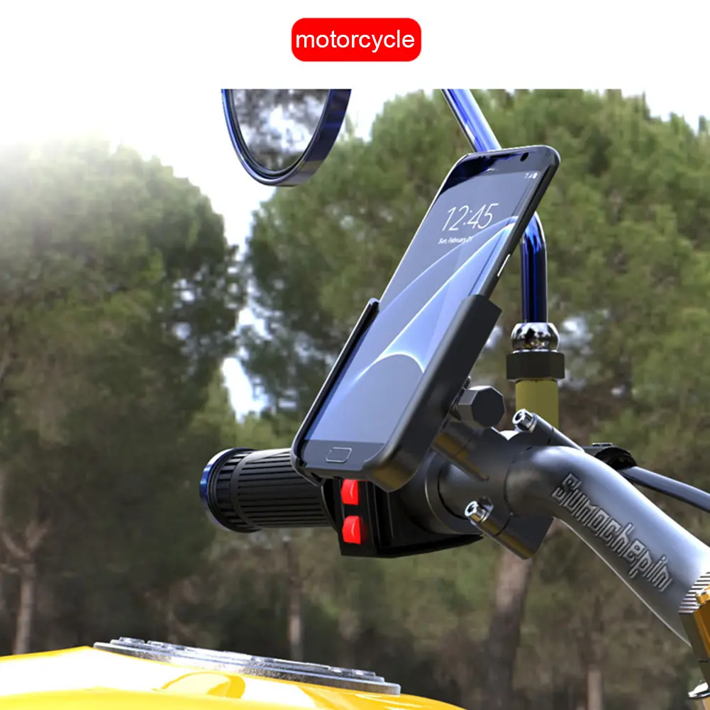 Bike Handlebar Mobilephone Support Aluminum Alloy 360 Degree Rotation Mobile Phone Support Shockproof Cycling Equipment