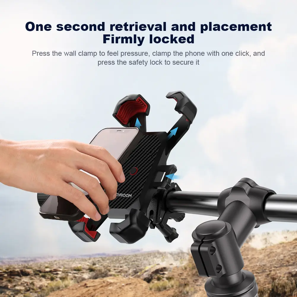 Bike Phone Holder 360 Degree Rotating Mobile Phone Stand Shockproof Motorcycle Phone Mount Adjustable for 4.7-7 Inch Smart Phone