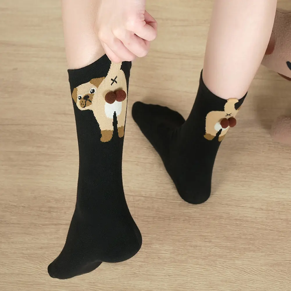 1 Pairs Cute Dog Socks with Balls Funny Cotton Dog Balls Socks Women Girls Kawaii Breathable Mid-Tube Socks for Dog Lovers Gifts