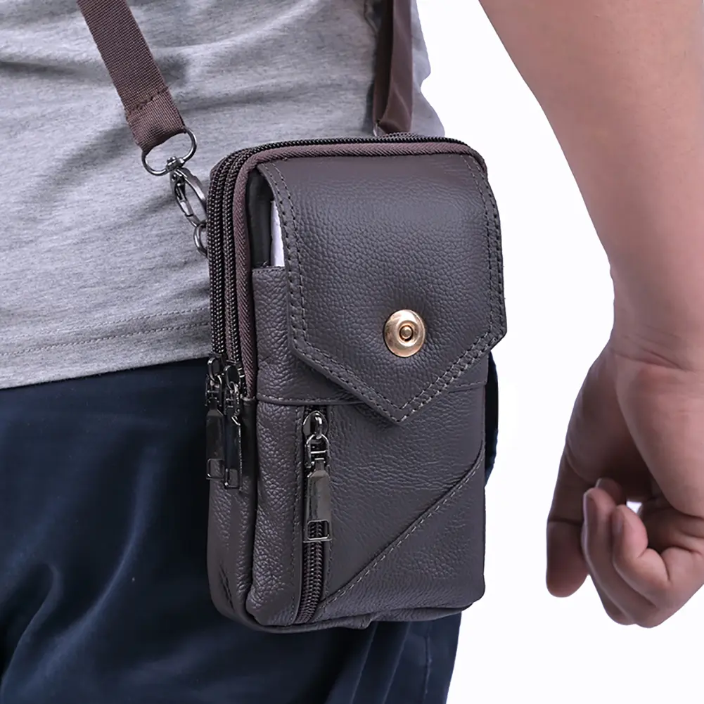 Men Stylish Crossbody Bag Waterproof Leather Vintage Chest Bag Lightweight Fashion Sling Bag Male Travel Outdoor Bag