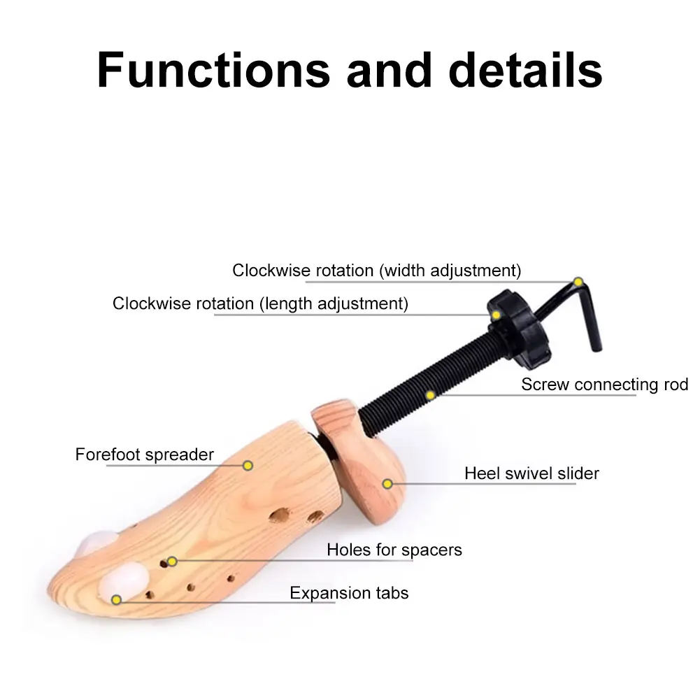 Wooden Shoe Stretcher Adjustable Length Width Boots Expander Professional Shoe Extender for Mens and Womens Shoes