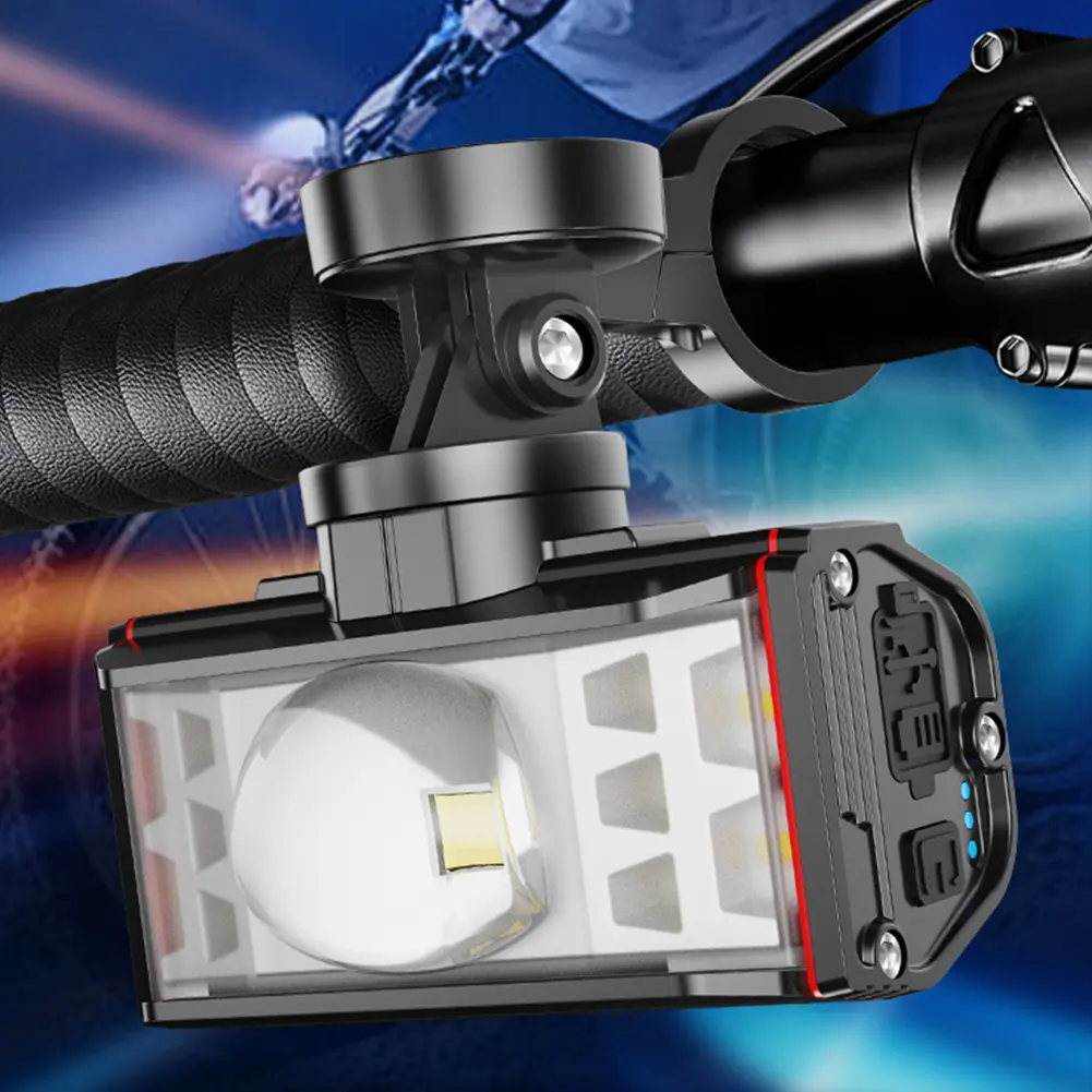 1800LM LED Bike Handlebar Flashlight USB Rechargeable Bicycle Light 5200/2600mAh Waterproof Outdoor Cycling Headlight Accessory