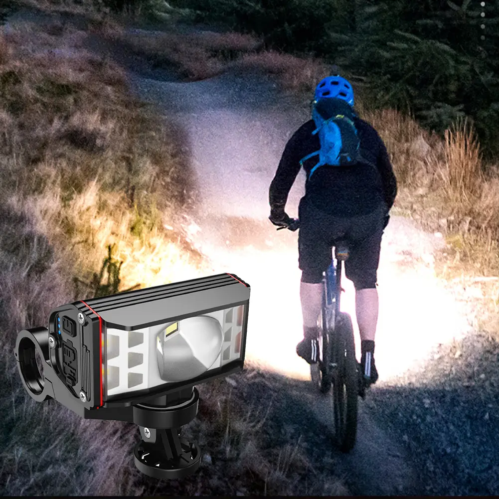1800LM LED Bike Handlebar Flashlight USB Rechargeable Bicycle Light 5200/2600mAh Waterproof Outdoor Cycling Headlight Accessory