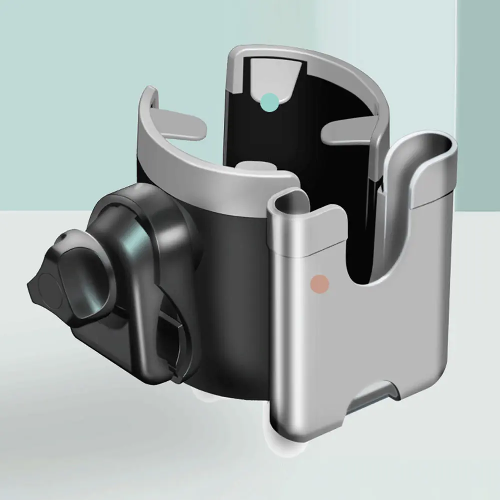 2-in-1 Stroller Cup Holder with Phone Holder Pram Cup Holders 360° Rotatable Childrens Stroller Bottle Holders Cup Phone Holder