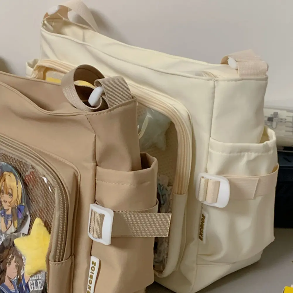 Women Ita Bag Cartoon Book Bag with Clear Window Teenagers School Bag Adjustable Strap Fashion Shoulder Bag Trendy Outdoor Bag