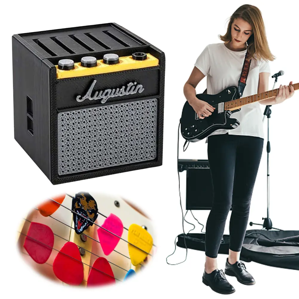 Plectrum Holder 3D Printed Amp Speaker Guitar Pick Holder Retro Guitar Amp Model for Bass Electric Acoustic Guitars Ukulele