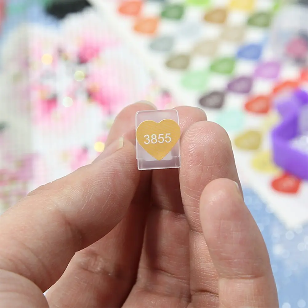 1 Set Diamond Painting Labels with Numbers DMC 447 DMC Diamond Painting Number Sticker Multi-Colors Heart-shaped for Adults Kids
