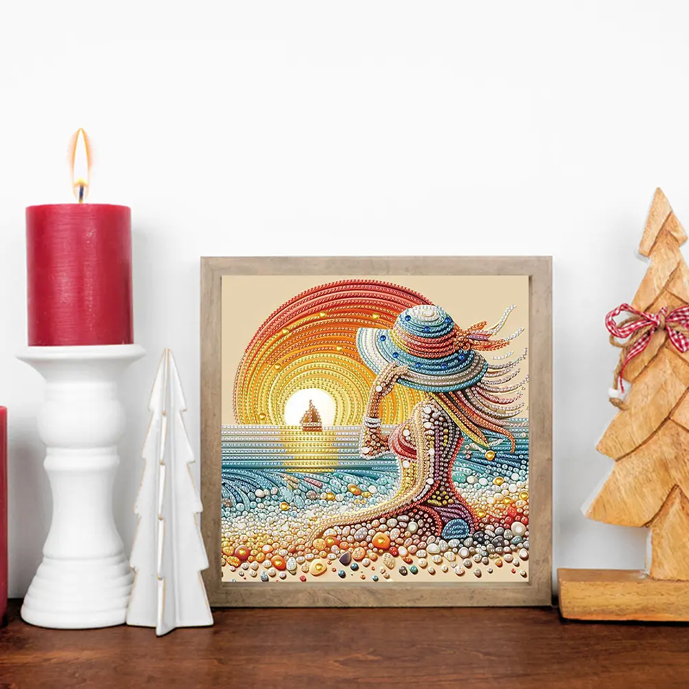 5D DIY Partial Special Shaped Drill Diamond Painting Kit Girl Decoration 30x30cm
