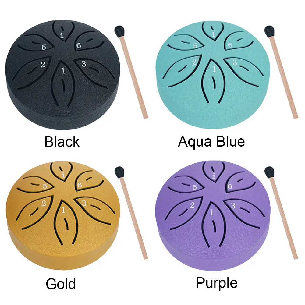 3 Inches 6 Notes Rain Drum for Outside Steel Tongue Drum Percussion Musical Instruments for Yoga Meditation Unique Gift