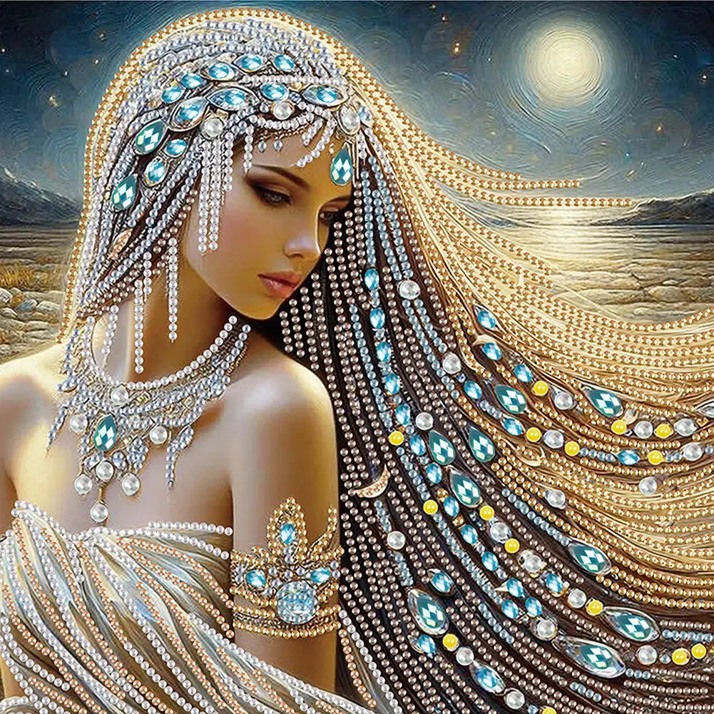 5D DIY Partial Special Shaped Drill Diamond Painting Kit Girl Decoration 30x30cm