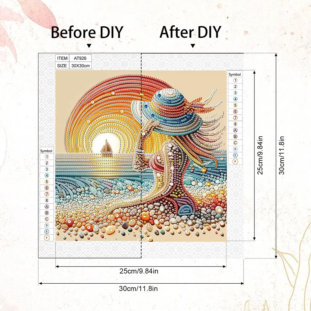 5D DIY Partial Special Shaped Drill Diamond Painting Kit Girl Decoration 30x30cm