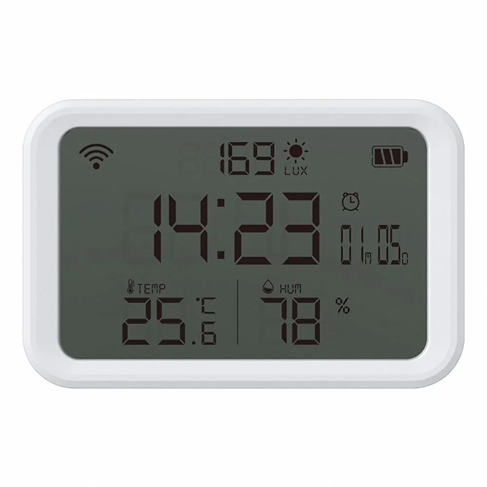 Tuya WiFi Thermometer Hygrometer Gauge Battery Powered 4 in 1 Smart Temperature Humidity Sensor 2.4GHz Bluetooth-compatible 5.0
