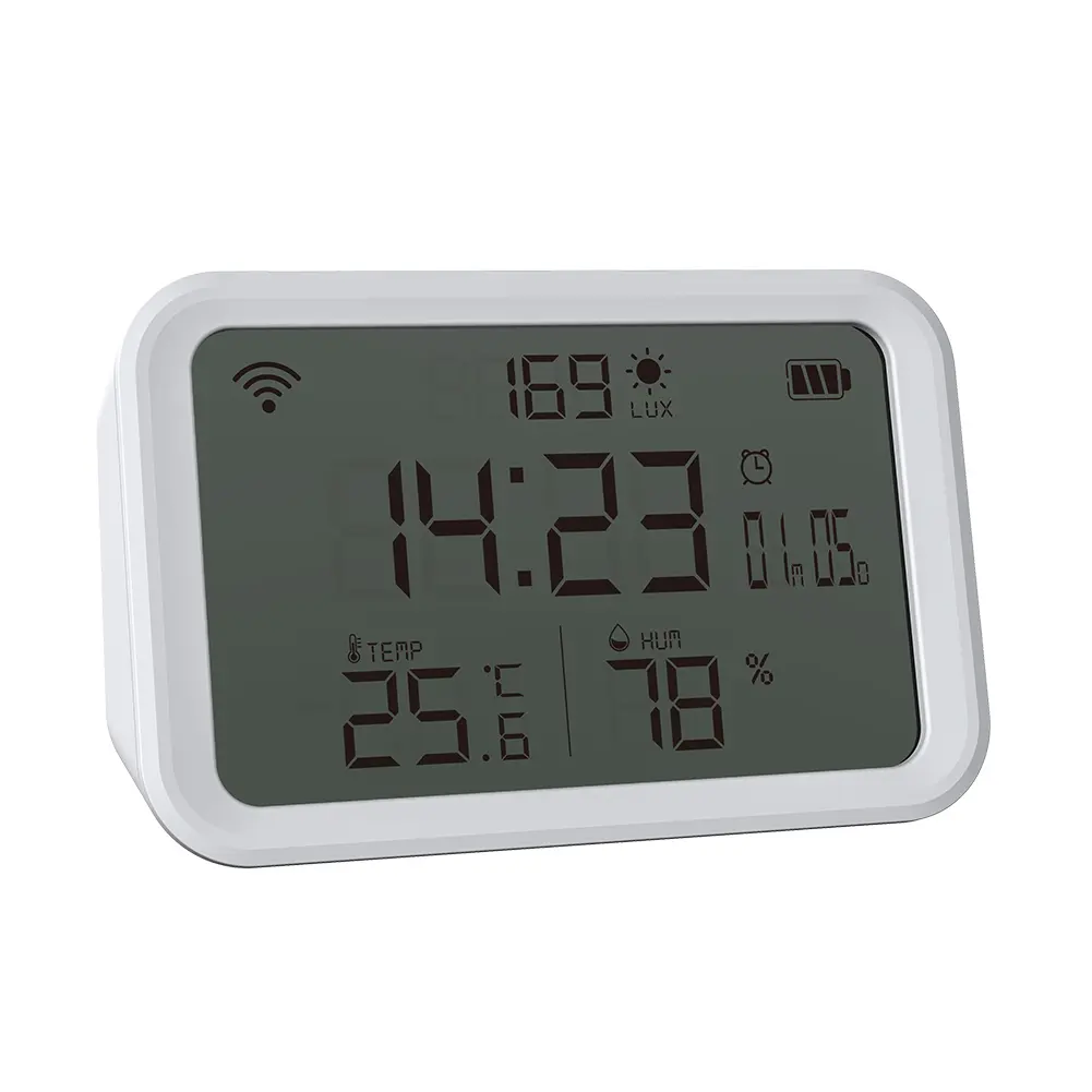 Tuya WiFi Thermometer Hygrometer Gauge Battery Powered 4 in 1 Smart Temperature Humidity Sensor 2.4GHz Bluetooth-compatible 5.0