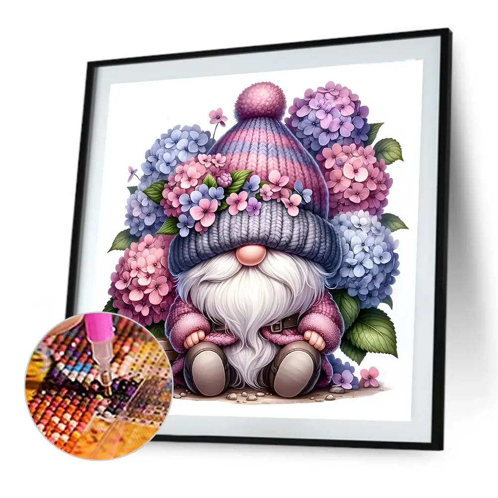 5D DIY Full Round Drill Diamond Painting Lavender Gnome 30x30cm Diamond Art Painting Craft Mosaic Paintings Kit Home Decor 2025