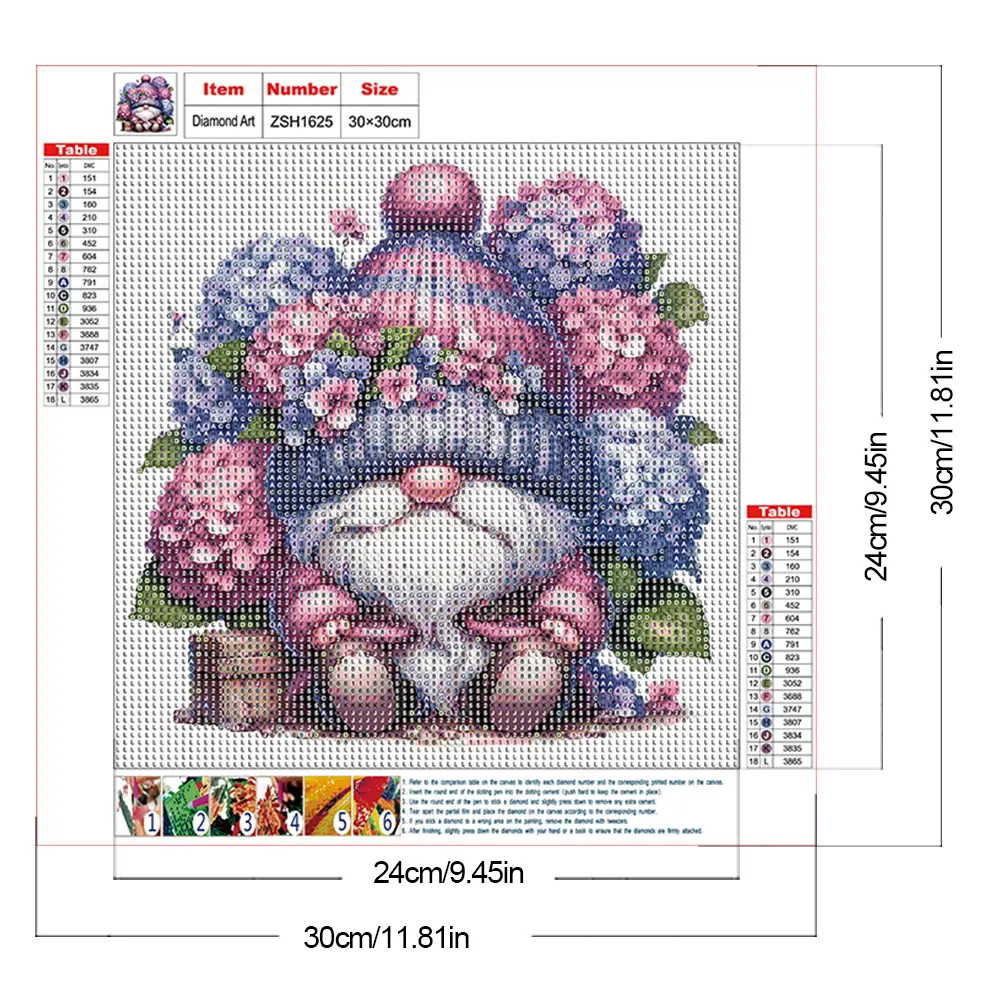 5D DIY Full Round Drill Diamond Painting Lavender Gnome 30x30cm Diamond Art Painting Craft Mosaic Paintings Kit Home Decor 2025
