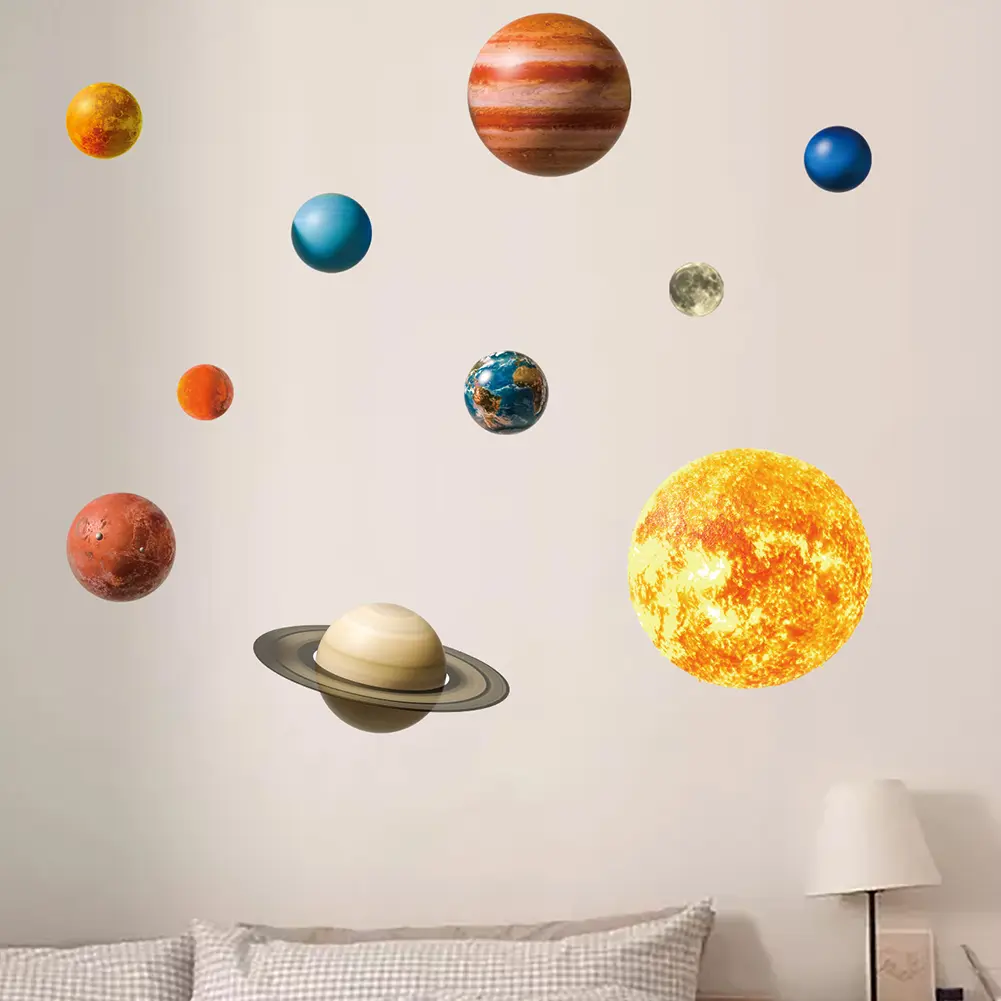 Wall Stickers Windows Eight Luminous Planets Decals PVC Two-sided Dark Fluorescent BedroomWaterproof Modern Decor