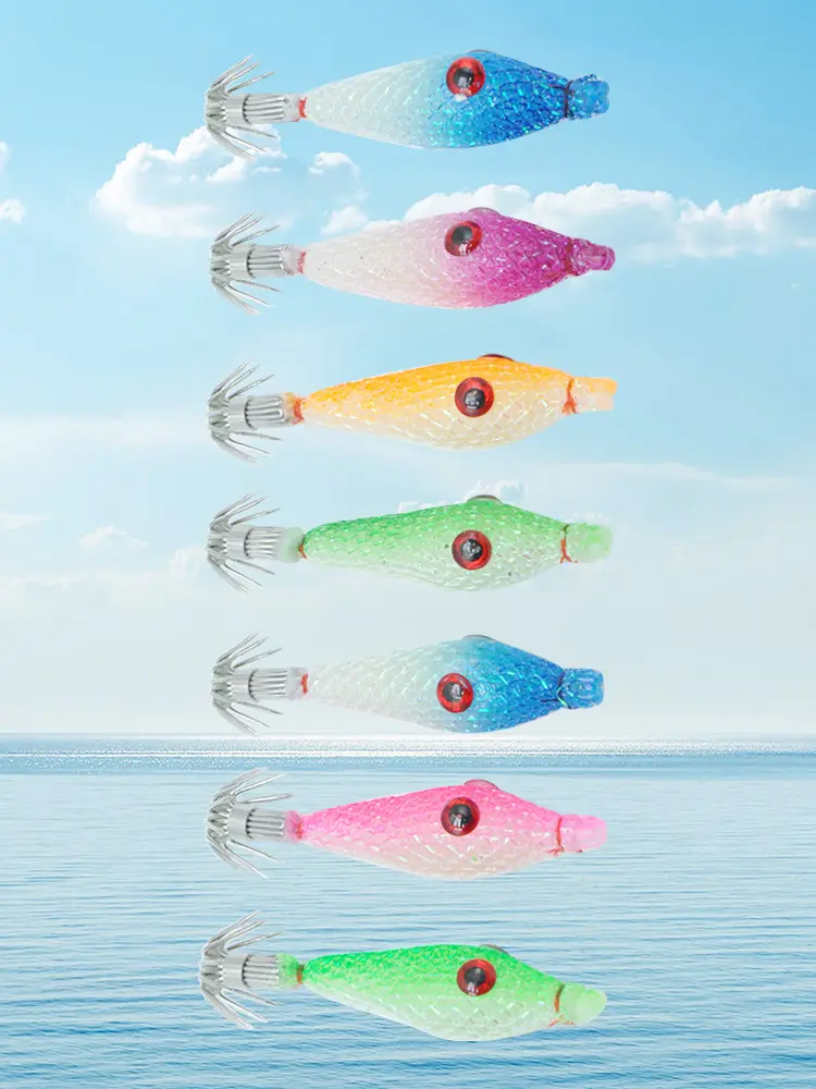 7 Pcs Squid Hook Octopus Cuttlefish Fishing Bait Luminous Fishing Bait Luminous Squid Jig Hooks Fishing Lures for Fishing