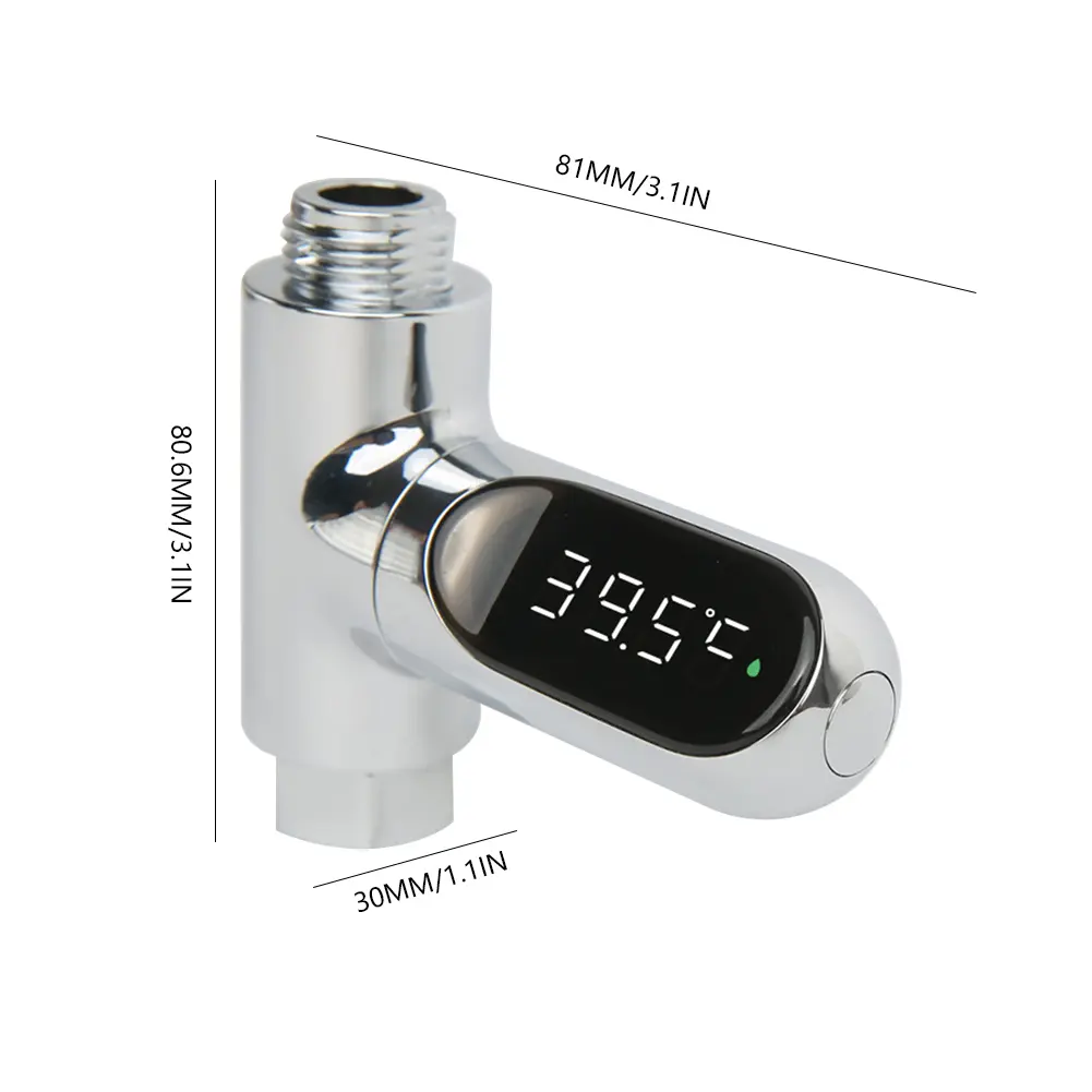 Faucet Shower Thermometer LED Digital Display Water Temperature Gauge Water Flow Self-Generated Electricity for Bathroom Shower