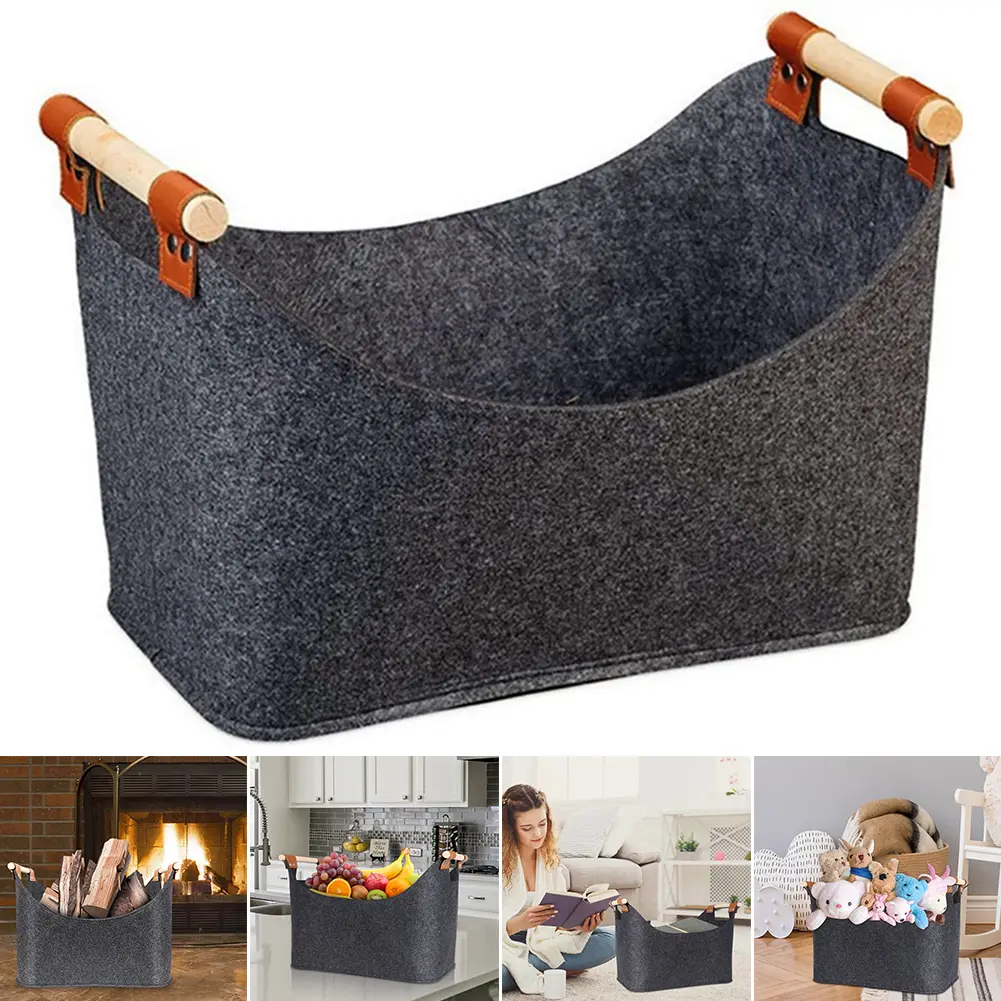 45 X 32 X 40 Cm Firewood Box Large Capacity 57 L Fireside Wood Carrier Holder Bag Wood Carrying Bag for Fireplace & Wood Stove