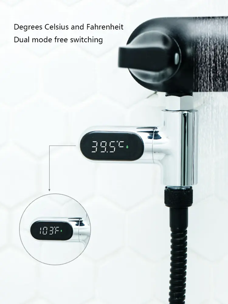Faucet Shower Thermometer LED Digital Display Water Temperature Gauge Water Flow Self-Generated Electricity for Bathroom Shower