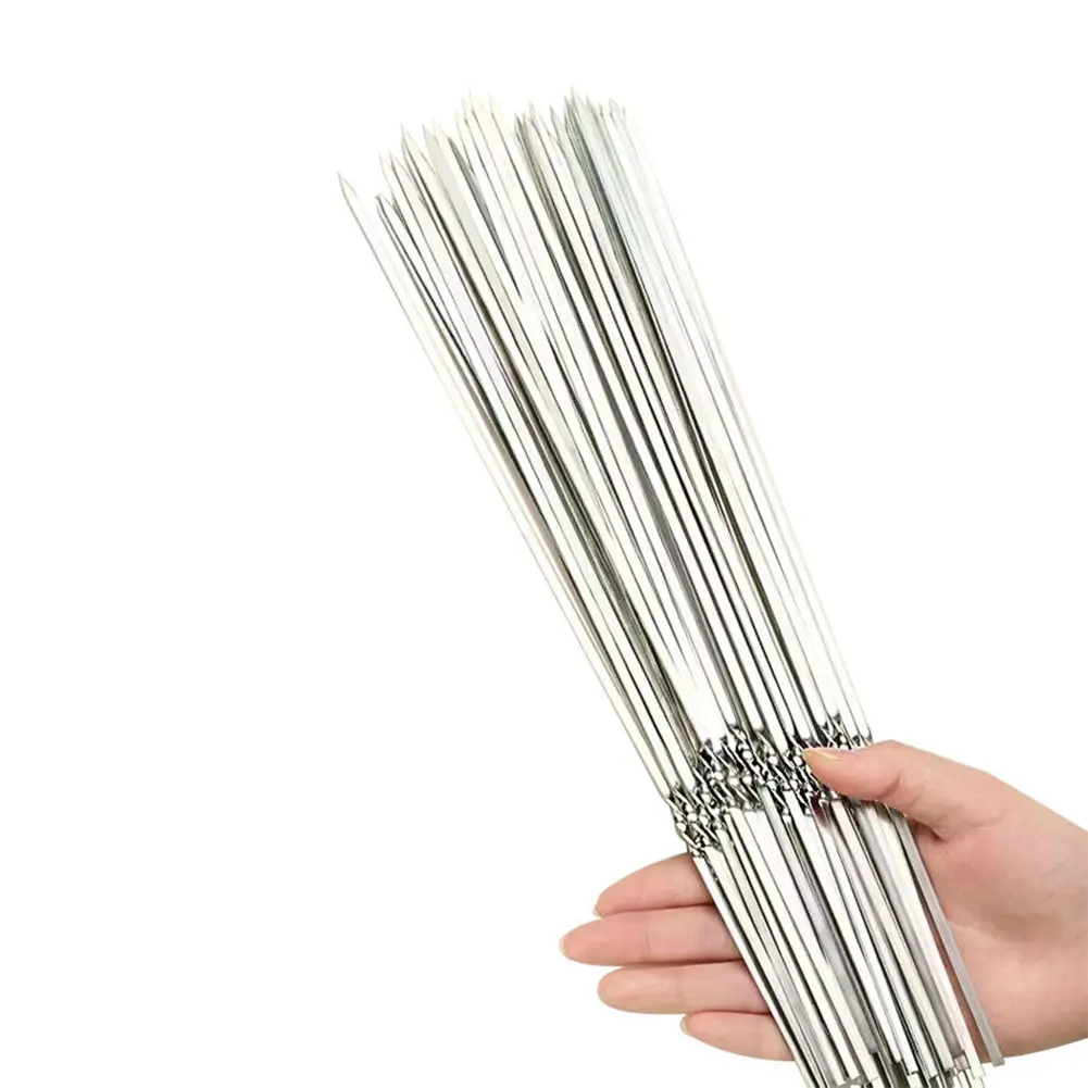 20 Pack Reusable Stainless Steel Barbecue Skewers for Outdoor Camping and Picnics Portable Grilling Tools