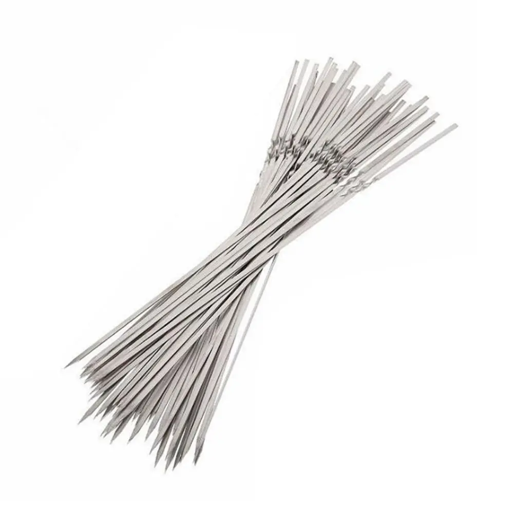 20 Pack Reusable Stainless Steel Barbecue Skewers for Outdoor Camping and Picnics Portable Grilling Tools