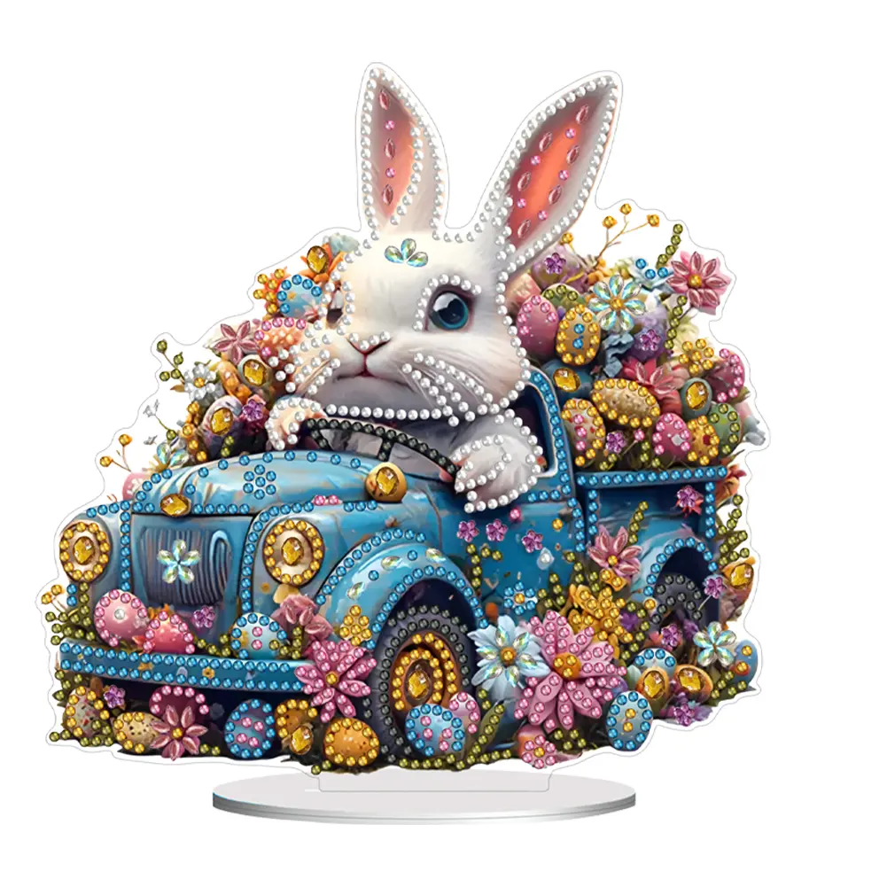Acrylic Special Shape Easter Egg House Diamond Painting Tabletop Ornaments Kit Rhinestones Desktop Ornaments for Adults Beginner