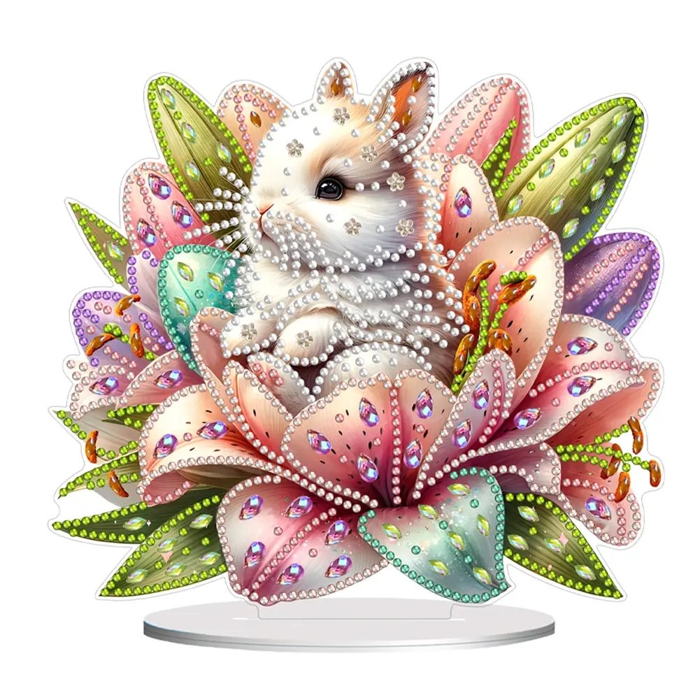 Acrylic Special Shape Easter Egg House Diamond Painting Tabletop Ornaments Kit Rhinestones Desktop Ornaments for Adults Beginner