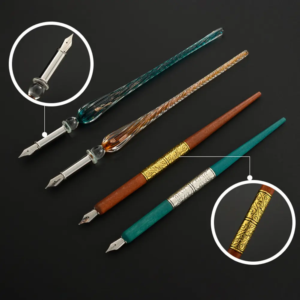 Dip Pen Set Retro Star Starry Sky Glass Fountain Student English Ink Calligraphy Pen Birthday Stationery Gift